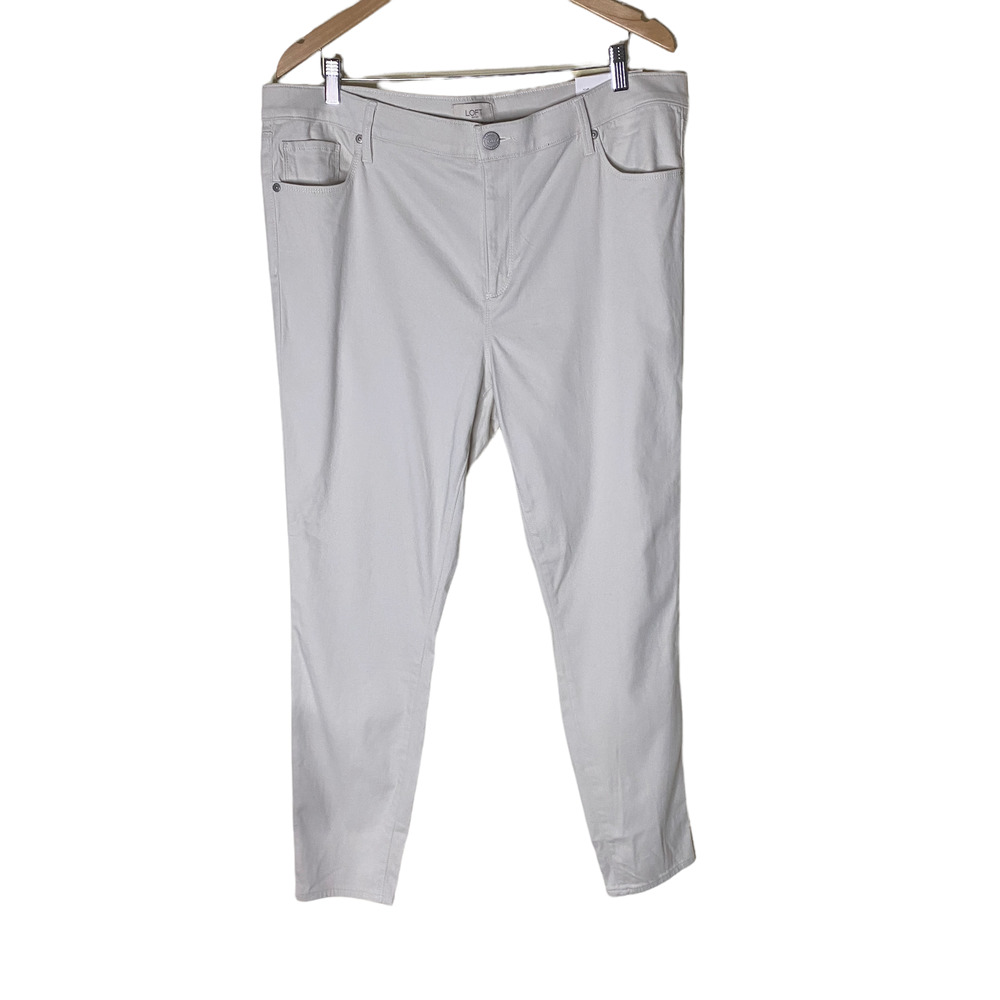 NWT Loft Women's Cream High Rise Skinny Pants 5 Pocket Style Size 16